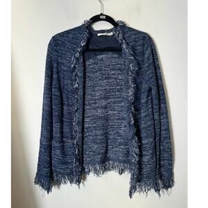 Ost Blue Frayed Edge Open Cardigan Sweater Sz XS